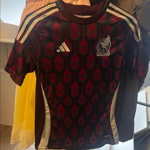Adidas Kids Mexico Soccer Jersey - Burgundy and Green